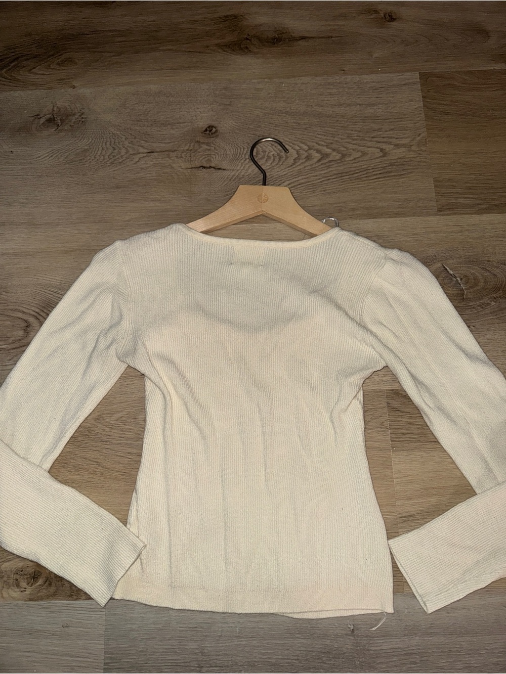 Cream Ribbed Square-Neck Top - Picture 5 of 5